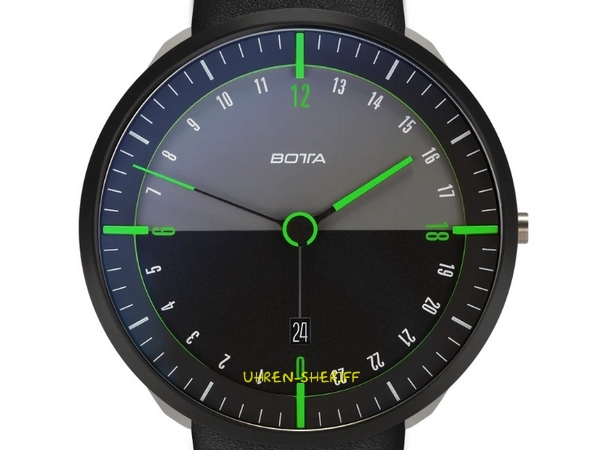 Botta Tres 24 Titan schwarz grün 40mm Black Edition Zifferblatt